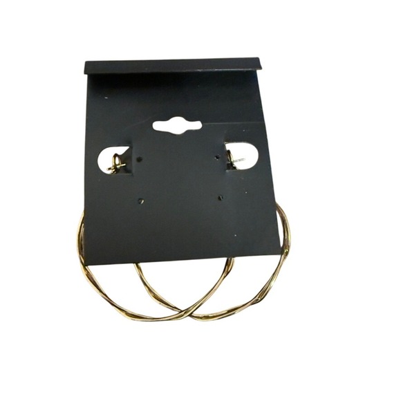 SARINA Women's Gold Tone Twisted Hoop Earrings - Picture 4 of 5